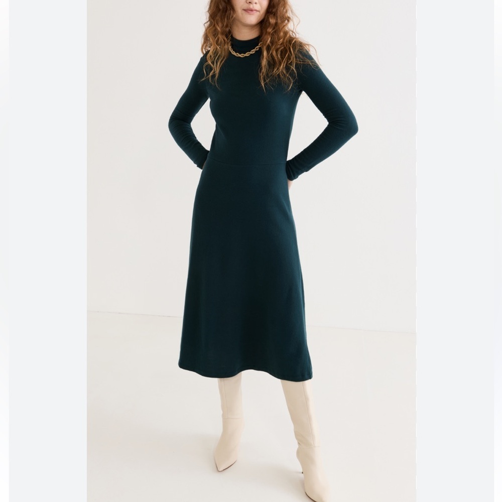 VINCE Mock Neck Long Sleeve A-Line Dress Size Large - Picture 2 of 12